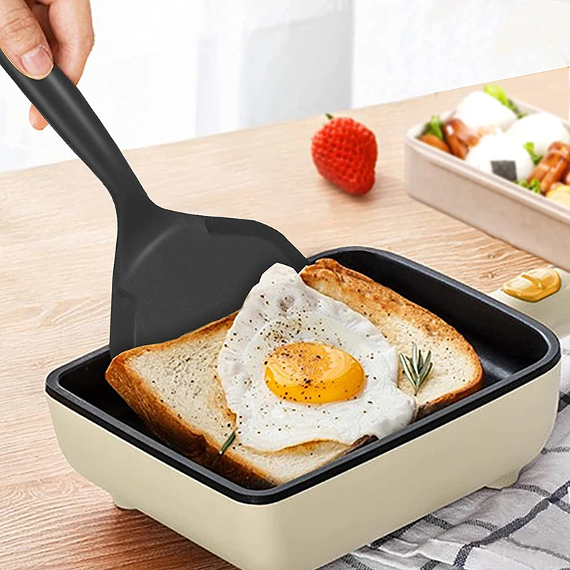 1pc, Wide Silicone Spatula, Japanese Tamagoyaki Spatula With Wooden Handle,  Non-Stick Cooking Turner, Kitchen Utensils, Kitchen Accessories