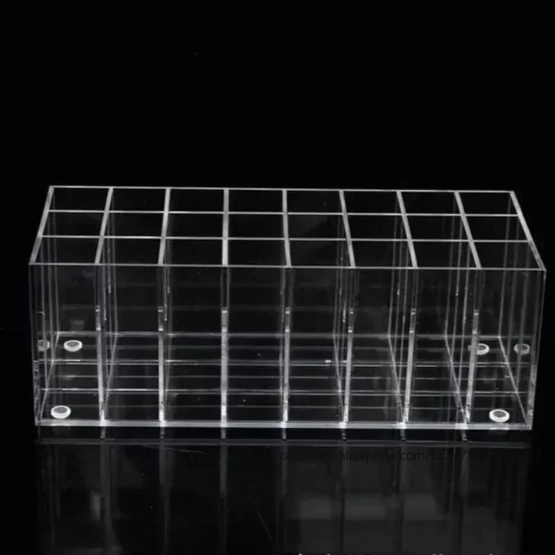 24 Lattices Acrylic Lipstick Organizer Lip Gloss Container Plastic Nail Polish Storage Box Makeup Holder Cosmetics Display Rack 6