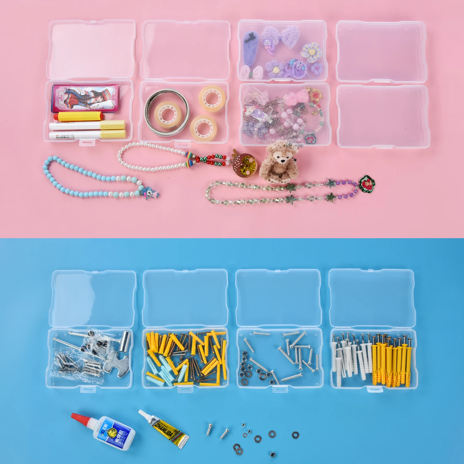Photo Box Storage 4" x 6" Photo Case and Clear Craft Keeper with Handle-16 Inner Keeper Organizer Cases