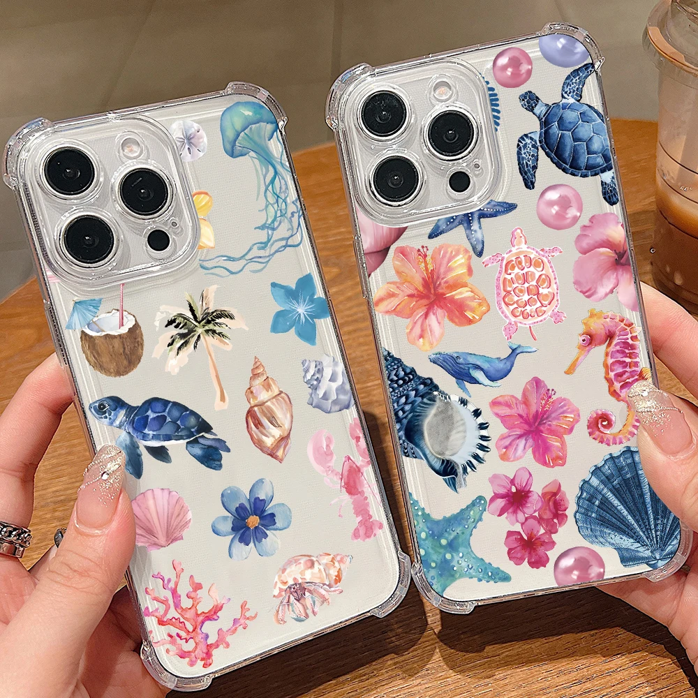 Ocean Life Theme Anti-Fall Clear Phone Case