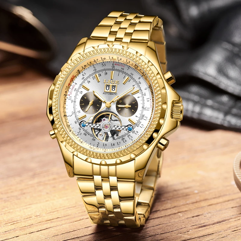 LIGE Watch for Men Luxury Automatic Mechanical Watch Tourbillon Waterproof Date Men Wristwatch Stainless Steel Watches mechanical watch