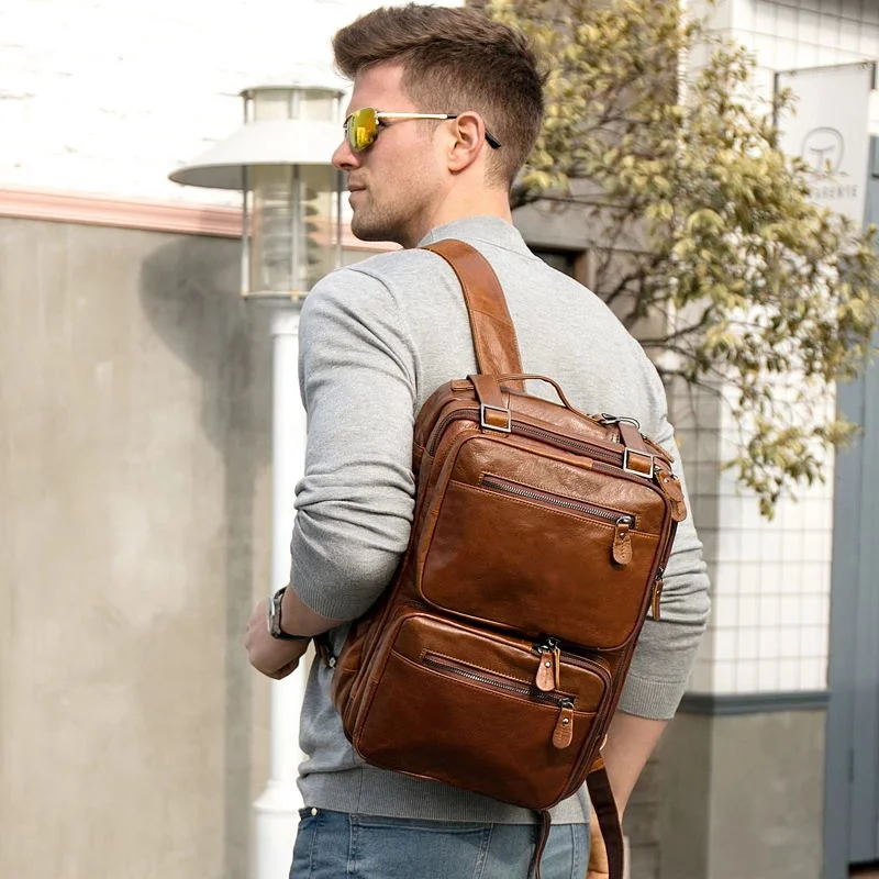 Men's Leather Briefcase Bag for Document Laptop 14 Men's Business Bag Leather Messenger Computer Briefcase Totes leather briefcase document bag