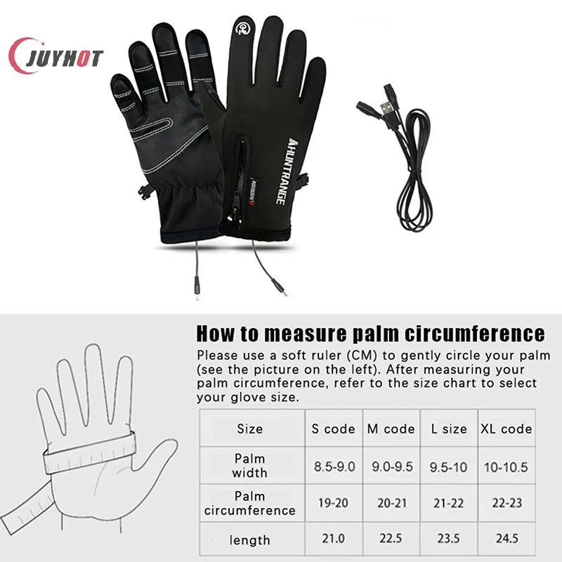 Winter Heated Gloves Warm Liner Charge Electric Full Finger Glove Men Cycling Skiing Fishing Gloves Motor Bicycle Accessories 5