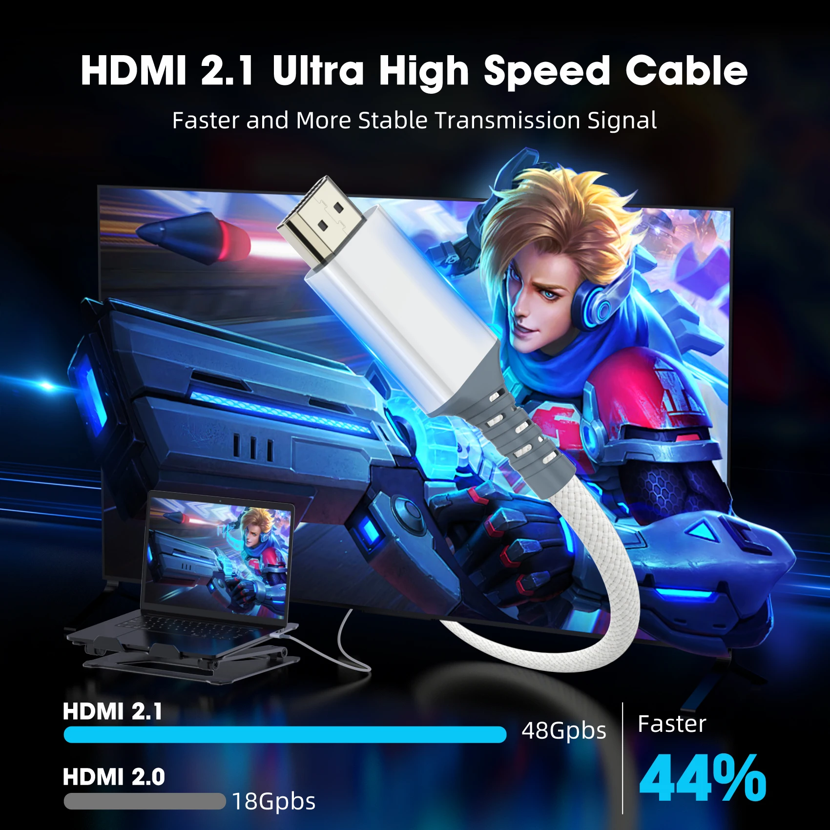 รูปสินค้า สาย HDMI ความละเอียดสูง 8K/60Hz 4K/120Hz สำหรับ PS5 PS4 แล็ปท็อป
