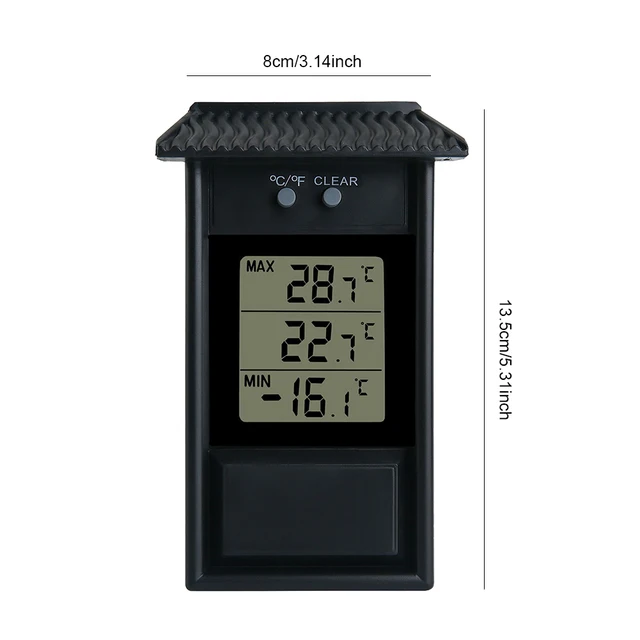 Kültéri Hőmérő Multifunkcionális Hőmérsékletmérő Nagy Lcd Kijelző Horoglyukkal Az Ablak Hűtőszekrényének Üvegházához - Image 6