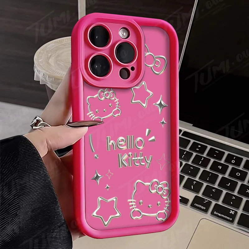 thumbnail image 1 of Sanrio-funda de teléfono con estampado de Hello Kitty para iPhone, carcasa de silicona a prueba de golpes para modelos 14, 15 Pro Max, 13, 12, 11, X, XS, XR, 7, 8 Plus, SE 2020, 1 of 5