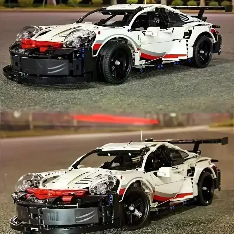 Compatible 911RSR Technical 1:8 Building Blocks RC with Lights Racing Car 1580+PCS