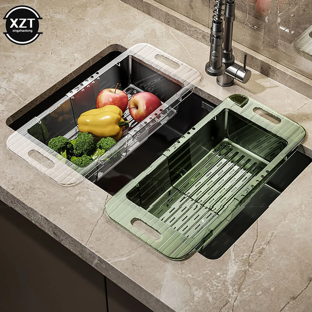 Kitchen Retractable Drain Basket Vegetable Washing Basin