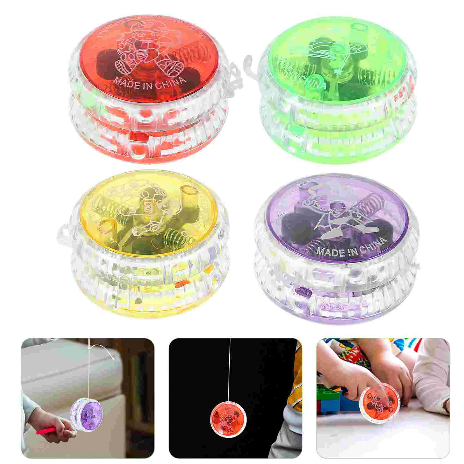 

4 Pcs Glow Yo-yo Lovely Balls Kids Playset Fingertip Toy Funny Educational LED Lights Yoyo Party