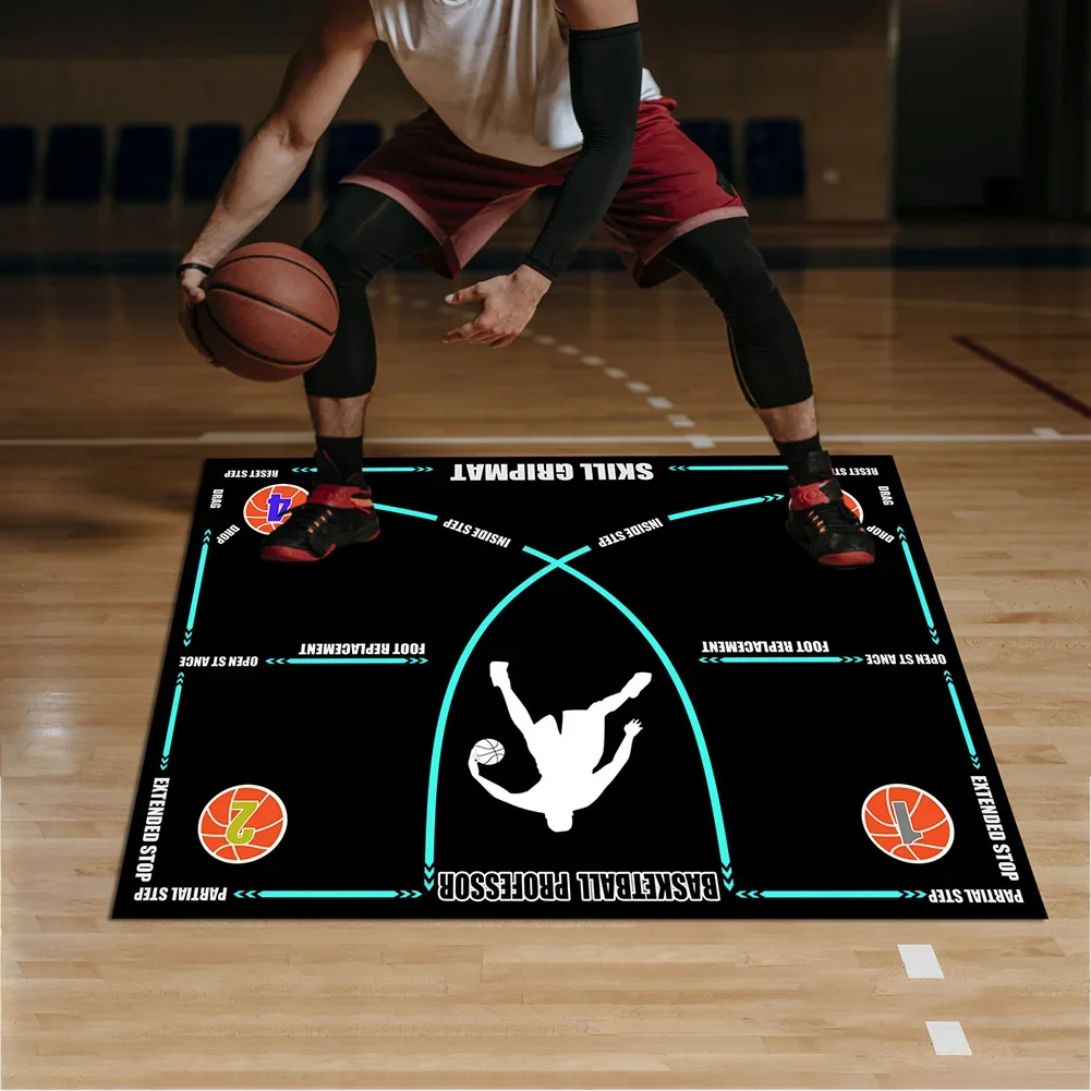 Basketball Dribble Trainer Non-Slip Basketball Footstep Mat Shock Absorbing Silent Dribble Training Mat for Home Kids Training kids basketball hoop set