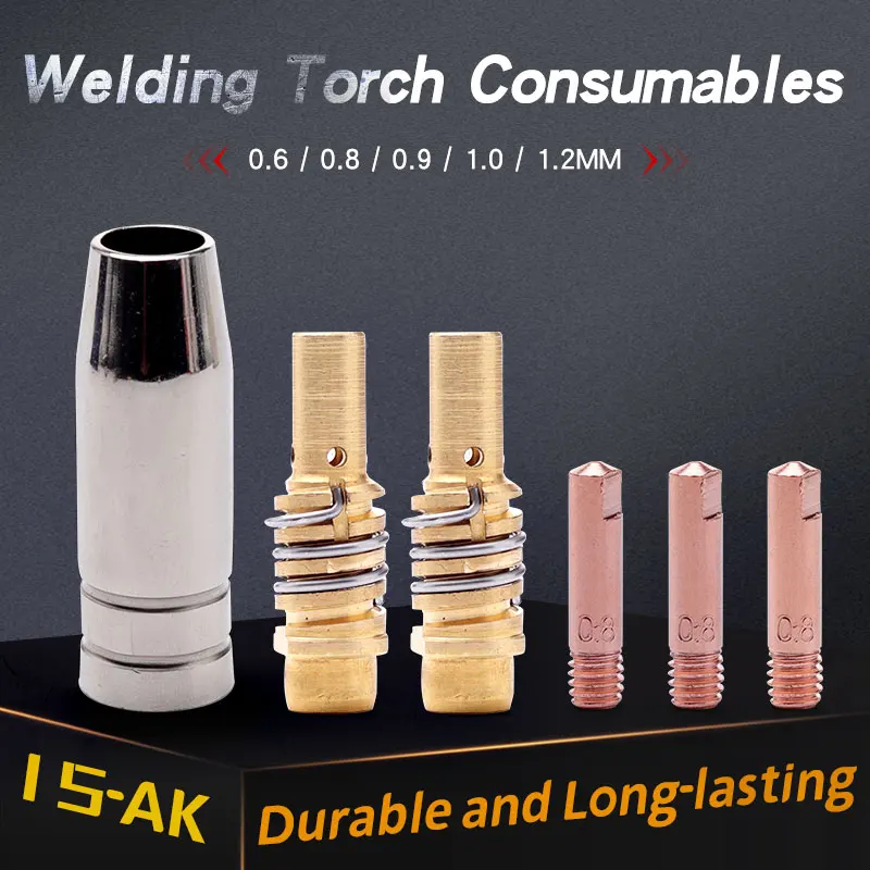 MIG Welding Contact Tip MB-15 15AK 0.6mm 0.8mm 0.9mm 1.0mm 1.2mm Protective Nozzle For Rilon Riland Jasic Welding Supplies Kit
