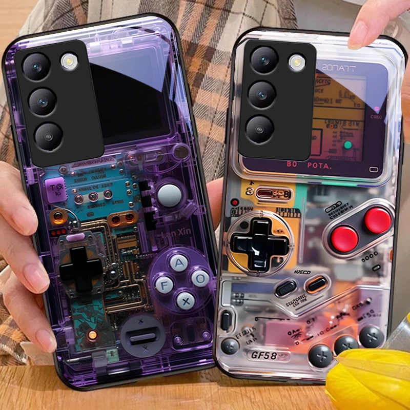 Sleek Black Tempered Glass Phone Case