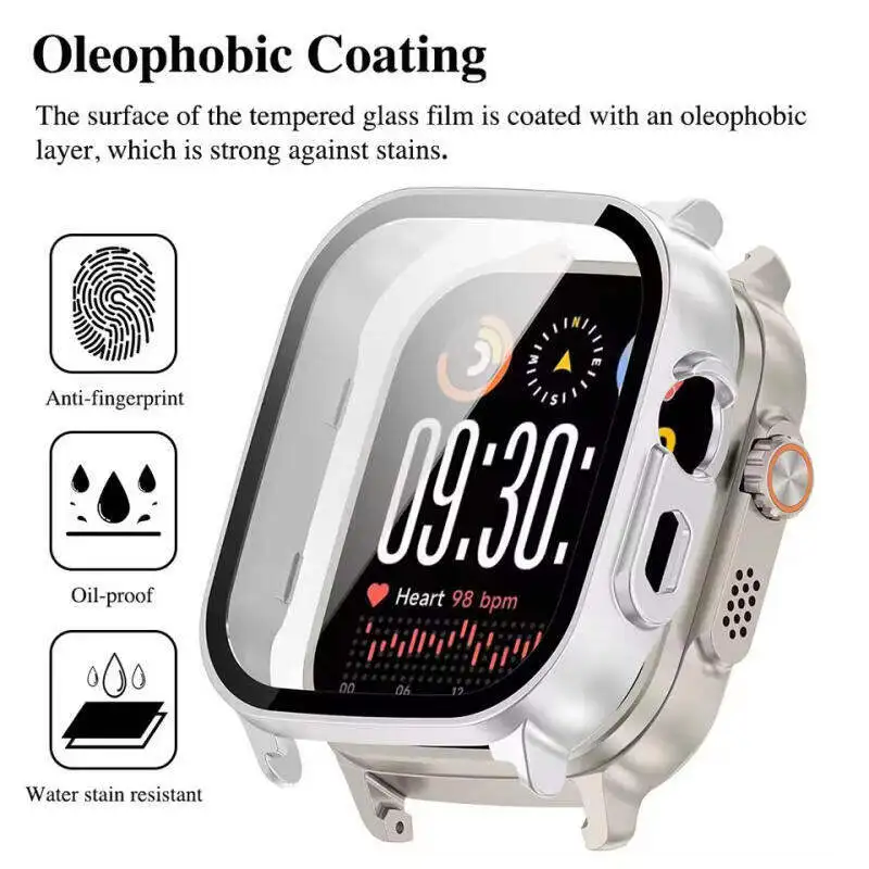 Premium Stainless Steel Band and Tempered Glass Protective Shell with Metal Bracelet Wristband