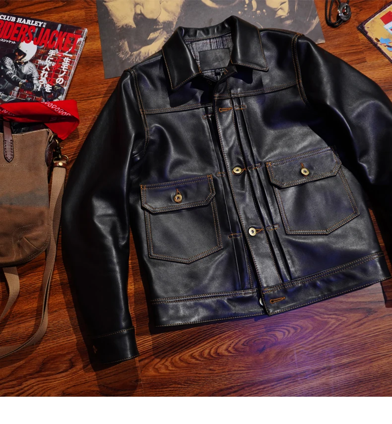 

YR!Free shipping.Rider Luxury Italian batik cowhide coat.Classic casual 506 genuine leather jacket.Vintage leather cloth.소가죽 재킷