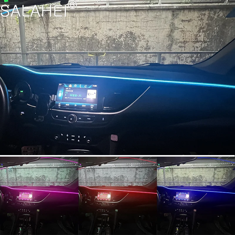 

Car Interior Hidden App Remote Control Atmosphere Lamp Car LED Ambient Light USB 64 Colors Acrylic Strips 110cm Full Colors RGB