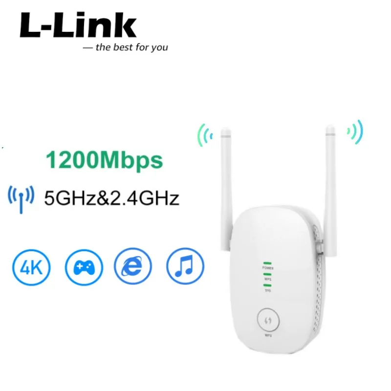 

Усилитель сигнала Wi-Fi L-Link, 1200 Мбит/с, 2,4/5,8 ГГц