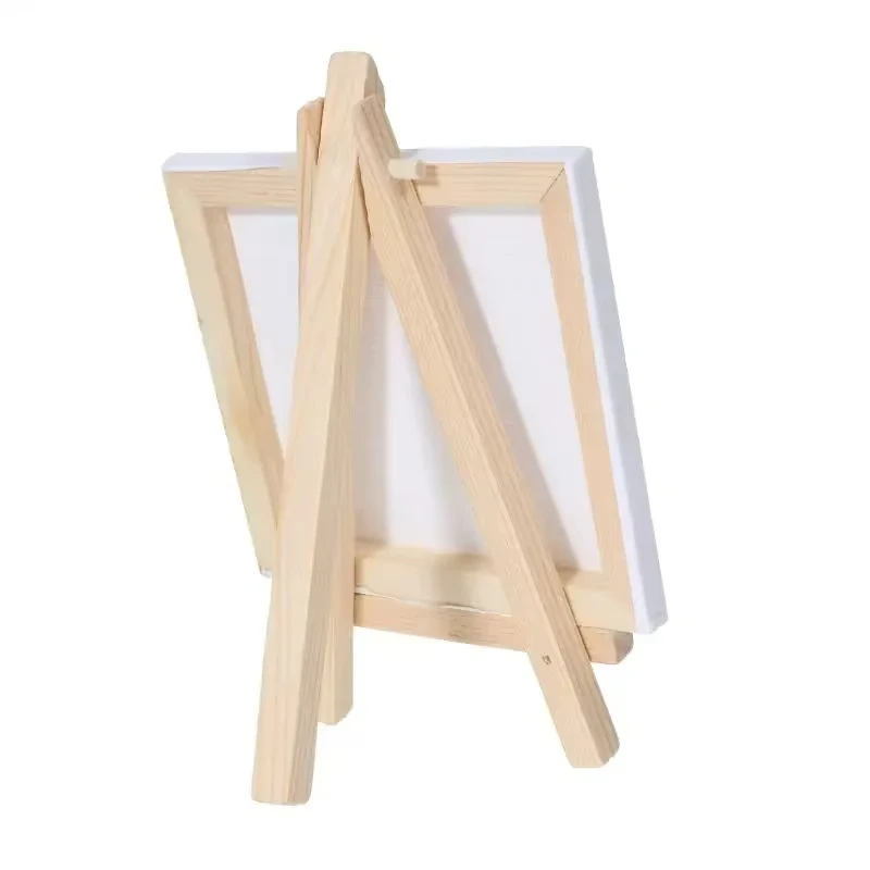 12pcs/set Artists 5 inch Mini Easel +3x3 inch Mini Canvas Set Painting Kids Craft DIY Drawing Small Table Easel for School Art