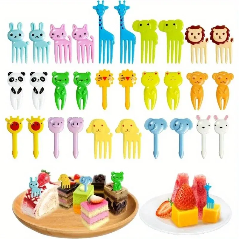 Food Toothpicks 30Pcs Animal Food Selection Reusable Cartoon Animal Fruit Food Toothpicks