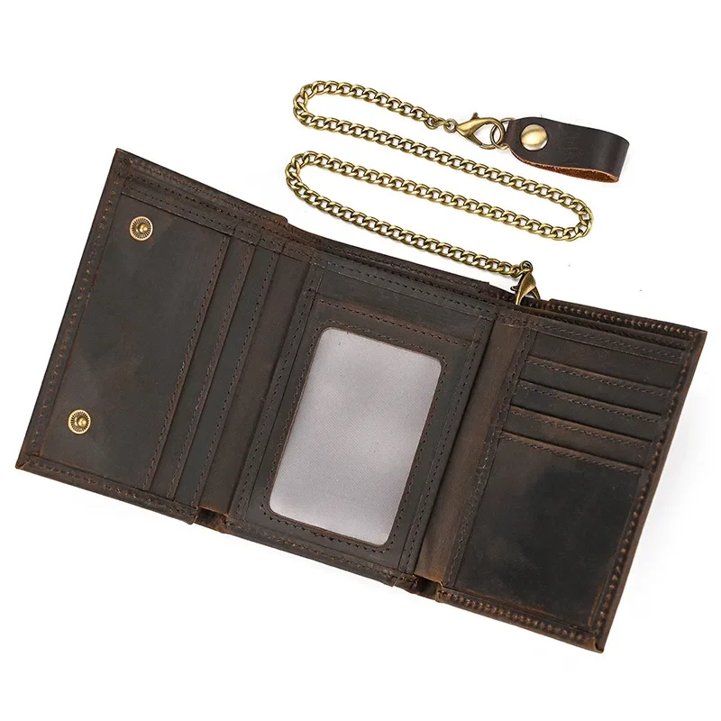 Vintage Genuine Leather Men's Wallet with Coin Pocket and Key Holder