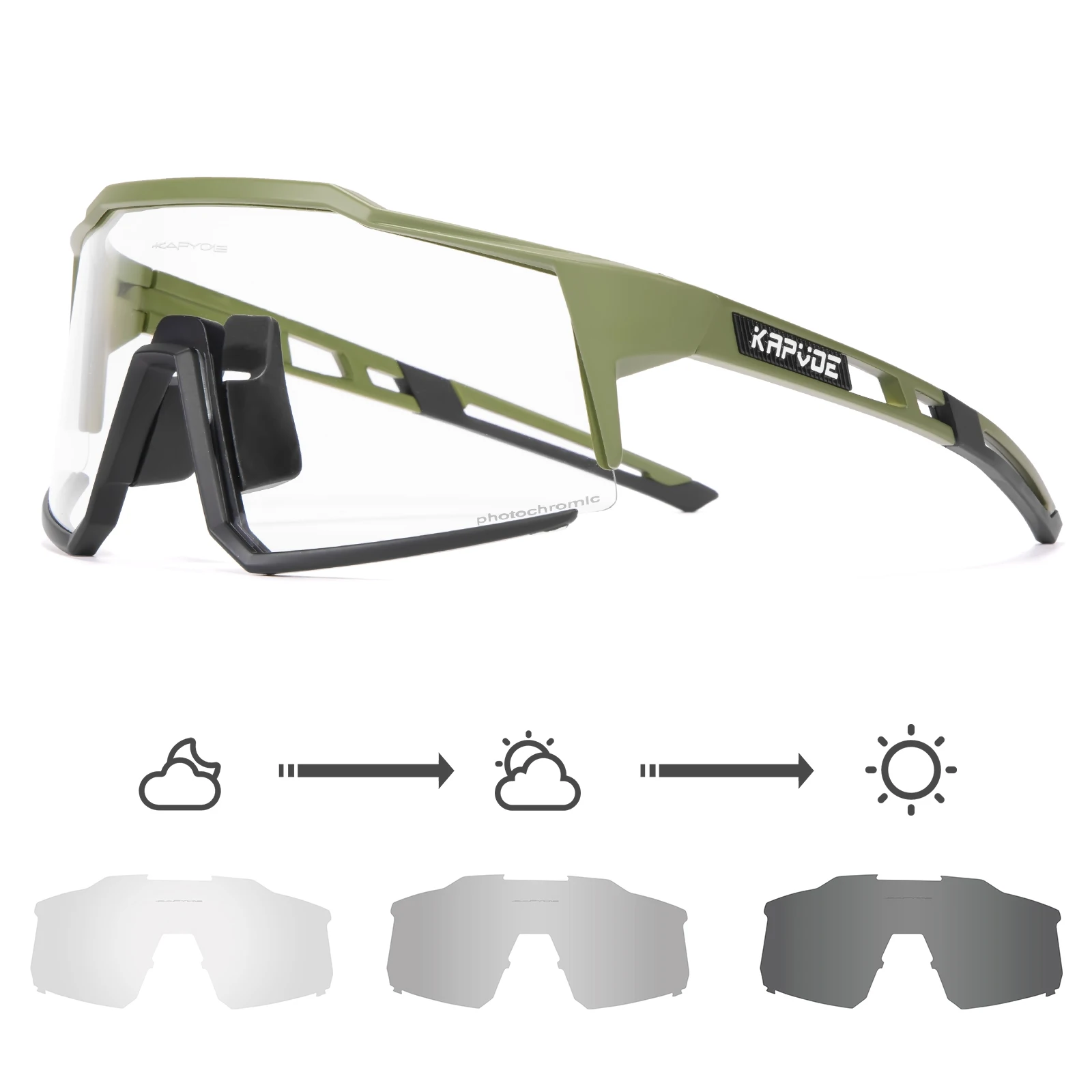 Kapvoe Photochromic Sunglasses Men Cycling Glasses UV400 MTB Clear Mountain Bike Transition Bicycle for Women Sports Eyewear
