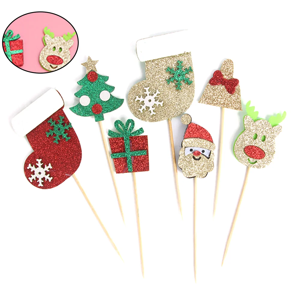 

35pcs Christmas Cake Picks Creative Party Cupcake Topper Cake Decoration (5pcs Tree, 5pcs Deer, 5pcs Gift Box, 5pcs Bell, 5pcs