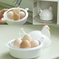 Cuiseur à œufs micro-ondes en forme de poulet, peut cuire 4 œufs, coque en plastique dur, matériau en alliage d'aluminium, peut cuire des œufs doux ou ferme. 2