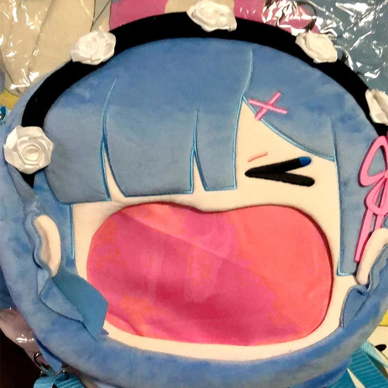 

Anime Re:zero Kawaii Cosplay Lolita Girls Itbag Rem Plush Stuffed Backpack Shoulder Funny Face Travel Messenger Bags Kids Gift