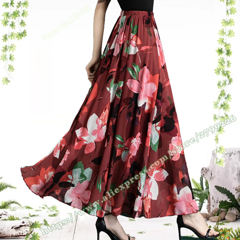 2023-summer-free-shipping-pink-big-flower-chiffon-slim-a-line-women's-long-maxi-ladies'-skirt-womens-pluse-size-5xl-6xl-7xl