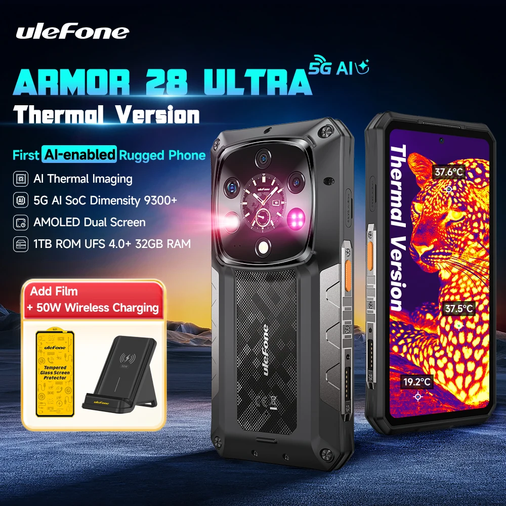 UleFone armor 28 Ultra 非サーマルバージョン Ulefone Armor 28 Ultra 5G AI Rugged Phone 16GB+1TB AMOLED