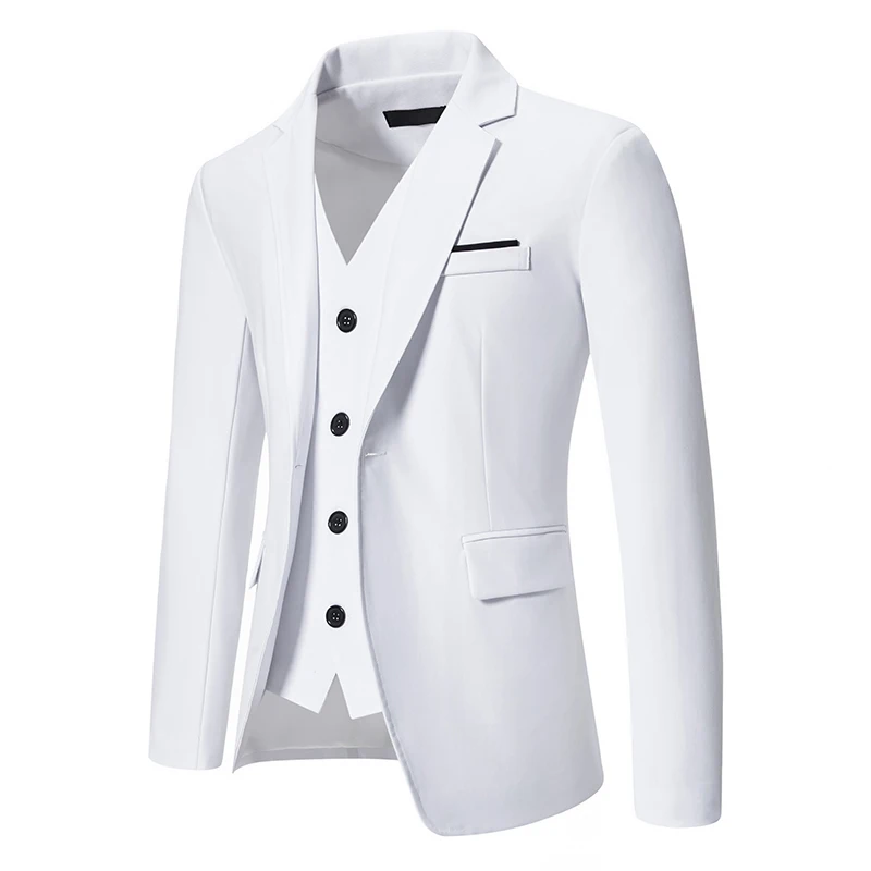 Blazer Men's Fashion Gentleman Solid Color Comfortable Business Color Match with Fake Two Wedding Casual Banquet Slim Suit