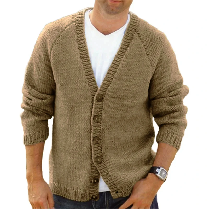 Winter Casual Long Sleeve V-Neck Jumper Jackets Men Clothing New Autumn Buttoned Knitted Coats 2023 Fashion Solid Men\'s Knitwear