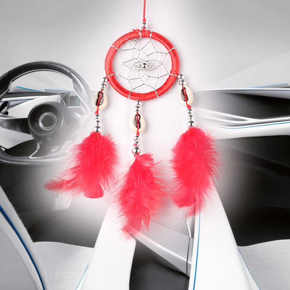 Hanging Circle Dream Catcher Crafts Ornaments Props Monocyclic Wall Decor Craft Round Shell Feather Bead Automobile Accessories
