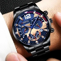 Fashion Men's Watches Stainless Steel Band Analog Quartz Wristwatch with Calendar 3