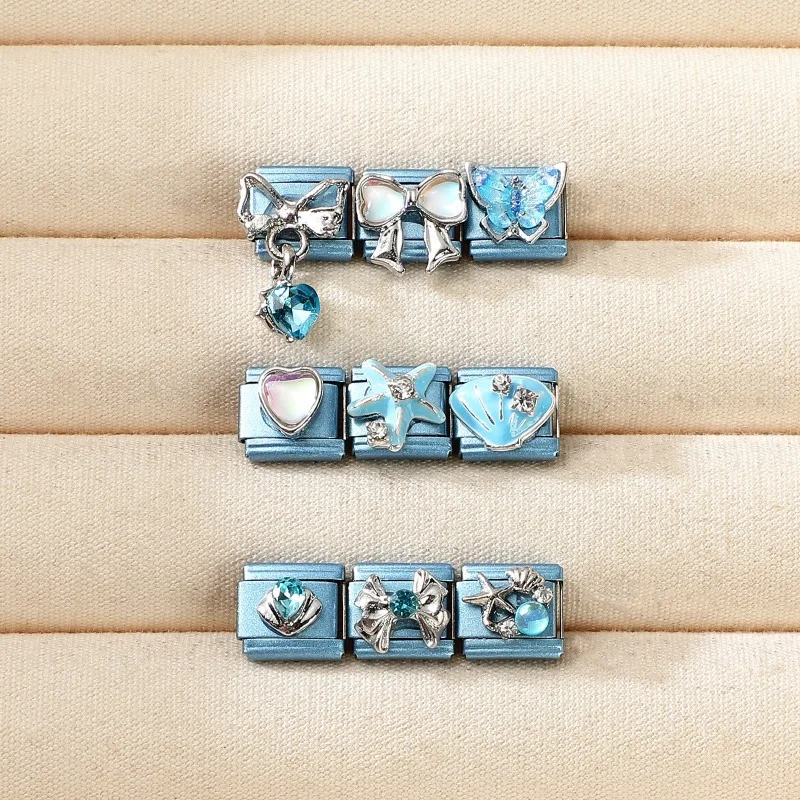 Shell Zircon Italian Charm Stainless Steel Bracelet DIY Jewelry