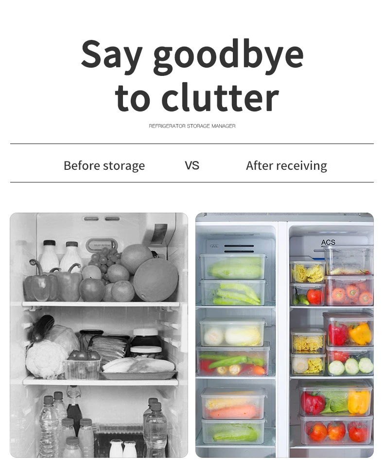 Description Picture 5 of itemWORTHBUY Fruit Vegetable Storage Box Refrigerator Food Preservation Box Plastic Fresh-keeping Box With Lid Sealed Organizer Box