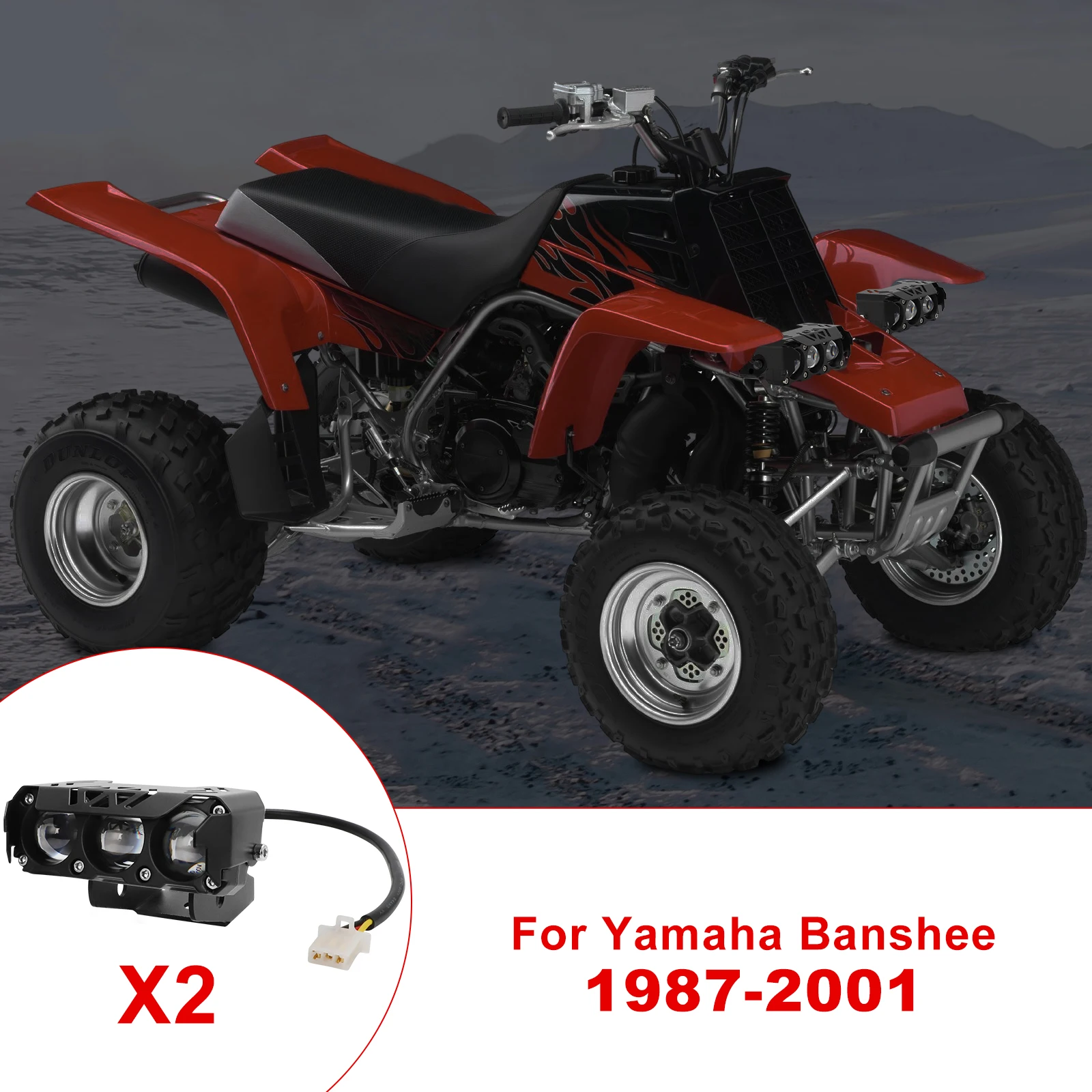 

2x светодиодные фары для Yamaha Banshee 350 YFZ350 1987-2006 60 Вт светодиодные фары для объектива фары двухцветные водонепроницаемые с кронштейном