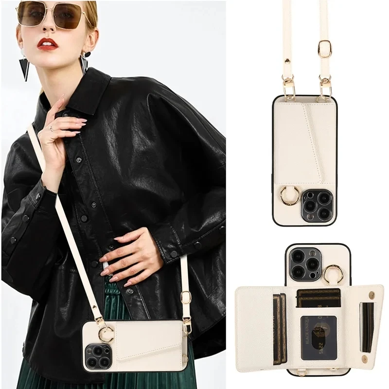 Versatile Crossbody Wallet Phone Case with Makeup Mirror and Card Holder