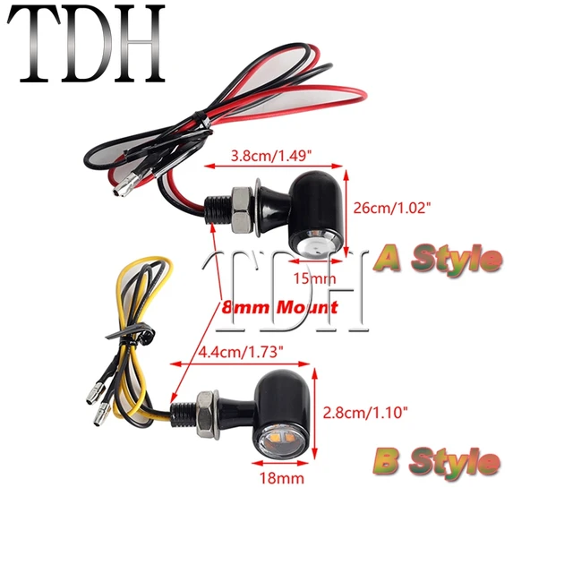 8mm Mini led Motorcycle Turn signal lamp Indicators Blinker Amber Flasher  Turn Signal Light for honda for yamaha for Cafe Racer