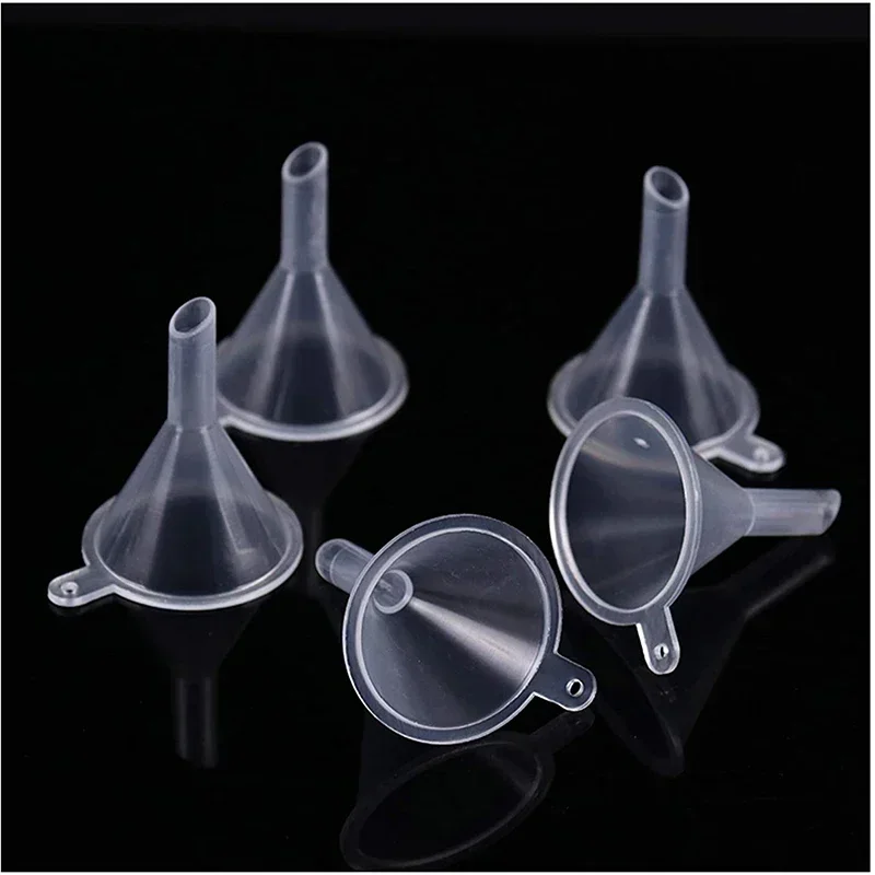 Description Picture 4 of item100pcs Small Funnels for Kitchen Mini Liquid Oil Plastic Funnels Kitchen Gadget Empty Bottle Packing Tools Perfume Spice Funnels