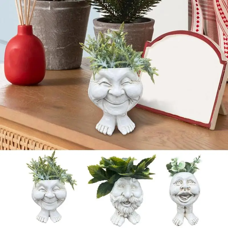 

Muggle Head Planter Pot Head Face Planter Resin Face Statue Planter For Succulent Plants Orchid Desk Decor Weather Resistant