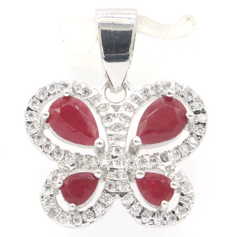 Real 925 Solid Sterling Silver Pendant Green Emerald Red Ruby Golden Citrine Tourmaline Peridot White Sapphire CZ