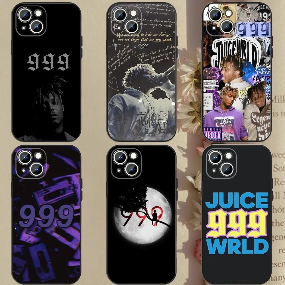 J-Juice Wrld 999 Custodia Per Telefono Rapper Per Apple Iphone 15,14,13,12,11,Xs,Xr,X,8,7,Pro,Max,Plus,Mini Cover Nera In Silicone