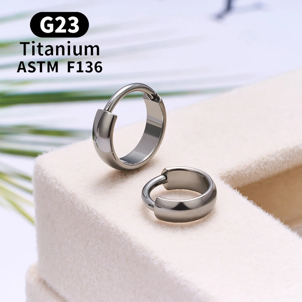 ASTM F136 G23 티타늄 피어싱 라운드 이어링 후프 16G 힌지드 세그먼트 셉텀 노즈 링 트라거스 연골 헬릭스 바디 주얼리