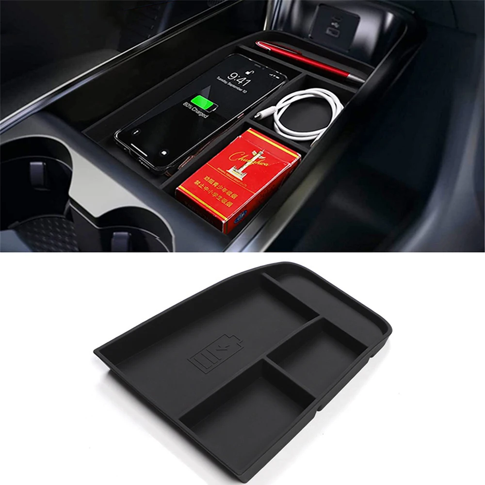 

Central Control Gear Storage Box Organizer Tray Stowing Tidying for Ford Mustang Mach-E 2022 Car Interior Accessories ABS Black