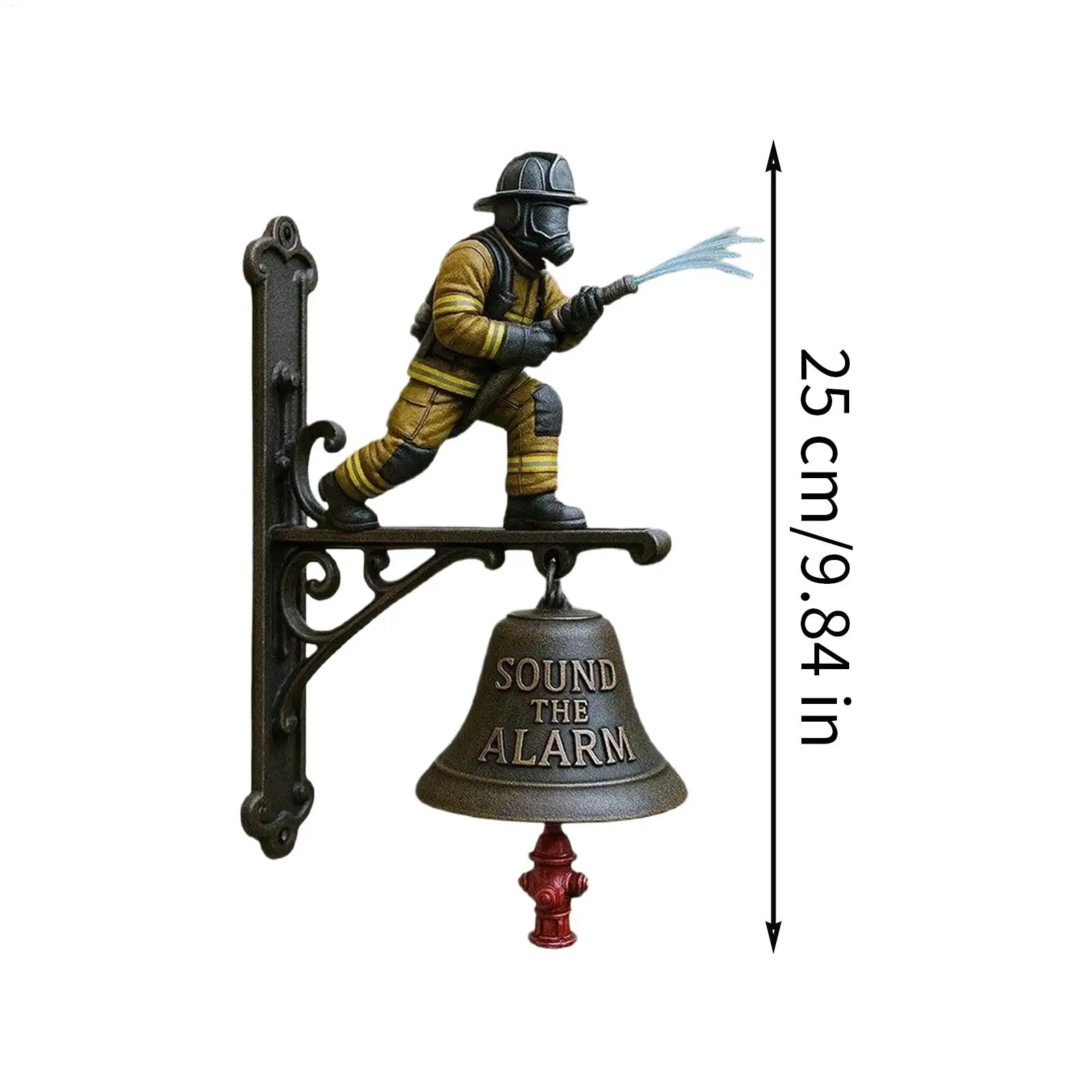 Firefighter Doorbell Yard Loud Alarm Sound Door Bell Vintage Commemorative Ornament Wall Mount Doorbell for Indoor Outdoor Home