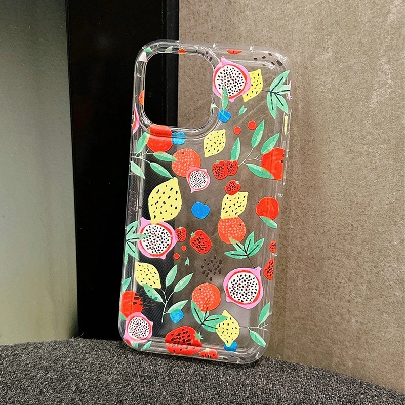 thumbnail image 1 of Funda de teléfono suave con patrón de frutas de verano para iPhone 11 12 13 14 15 16 Pro Max XR XS X 7 8 Plus SE2 Funda de silicona transparente a prueba de golpes, 1 of 5