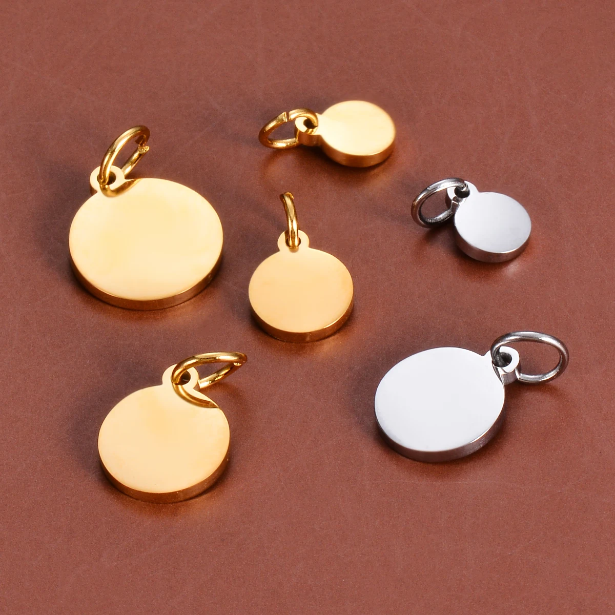 10Pcst 6-15mm Mirror Polished Stainless Steel Disc Round Tag Pendant for Bracelet Necklace DIY Jewelry Charm Wholesale