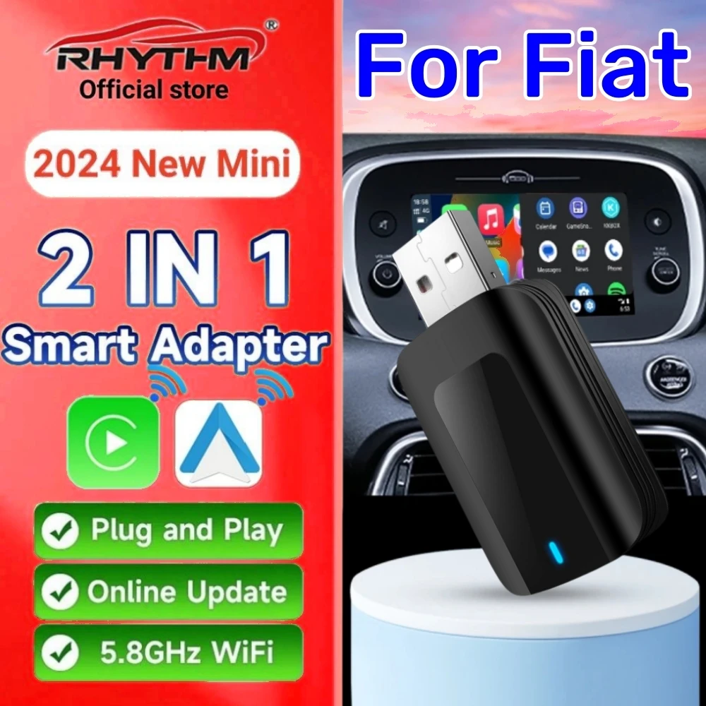 Adaptateur CarPlay & Android Auto Sans Fil Pour Fiat 500/500C/500E/Abarth (2007-2022) - Plug & Play