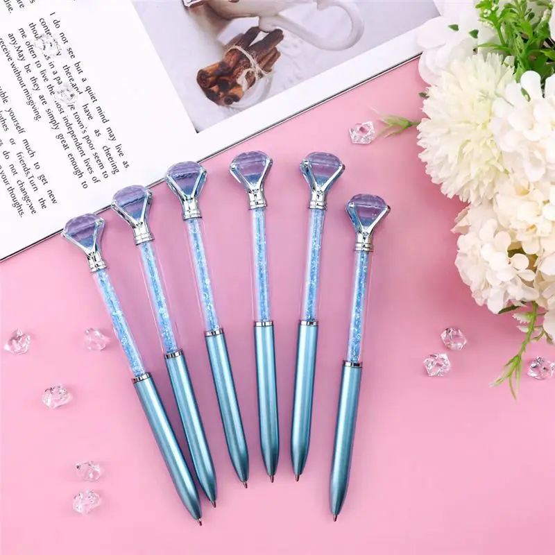 GW-60 Pcs 귀여운 볼펜 대량, 1.0Mm 중간 포인트 블루 잉크 펜, 저널링용 크리스탈 다이아몬드 펜