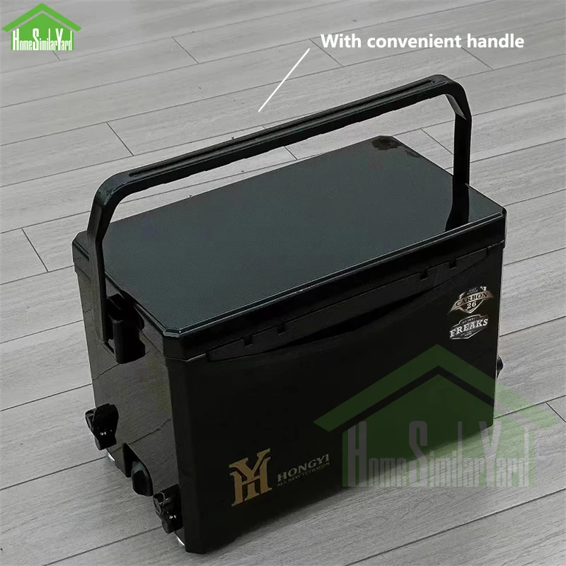 26L Black Camping Cooler Box Picnic Fishing Large Portable Keep Cold Box 10-72H Insulation Food Storage Self-Driving Truck